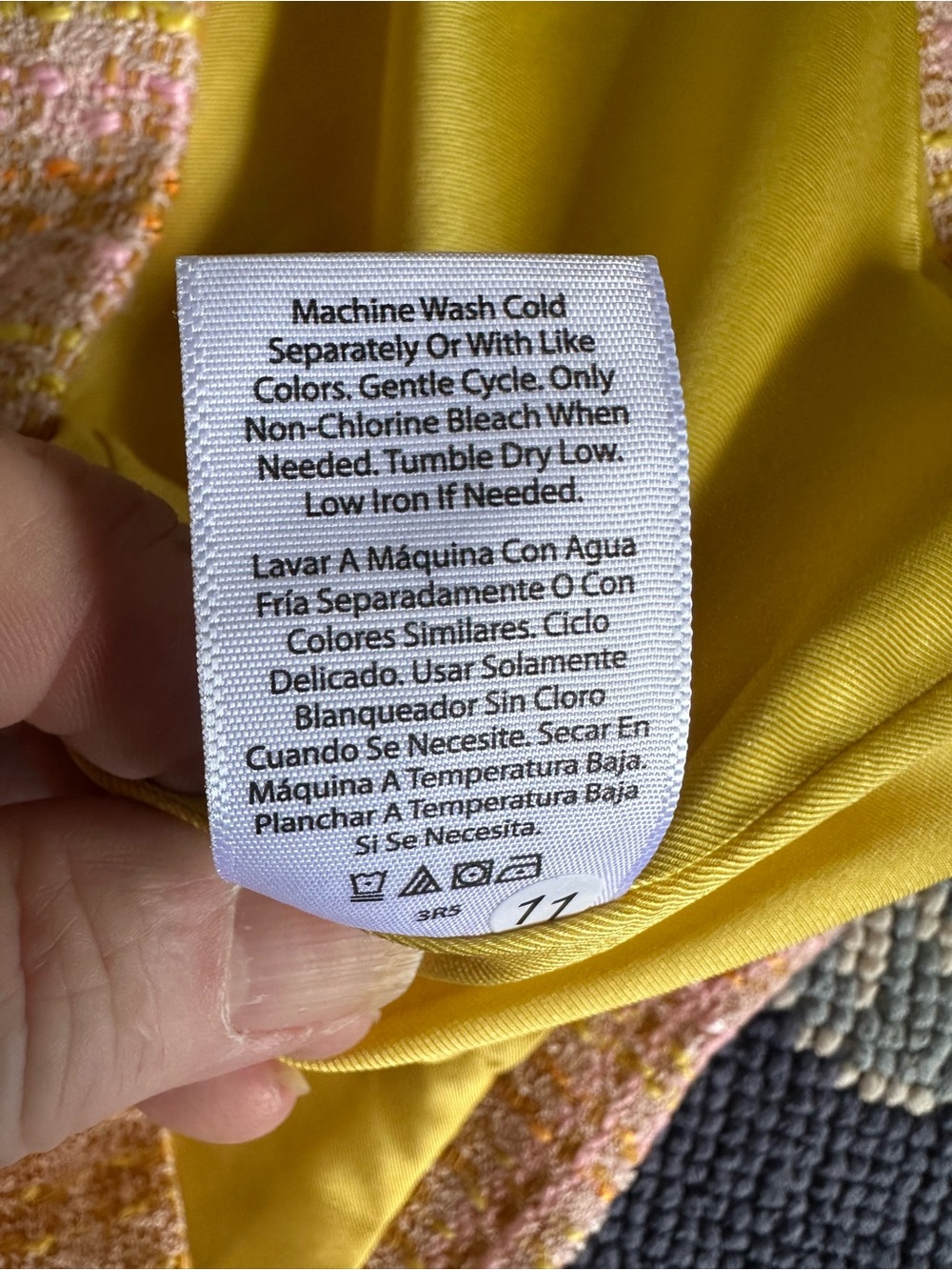 🌸 NWT Time & Tru Tweed Jacket Small Pink Yellow Plaid Cropped Blazer - Picture 13 of 13